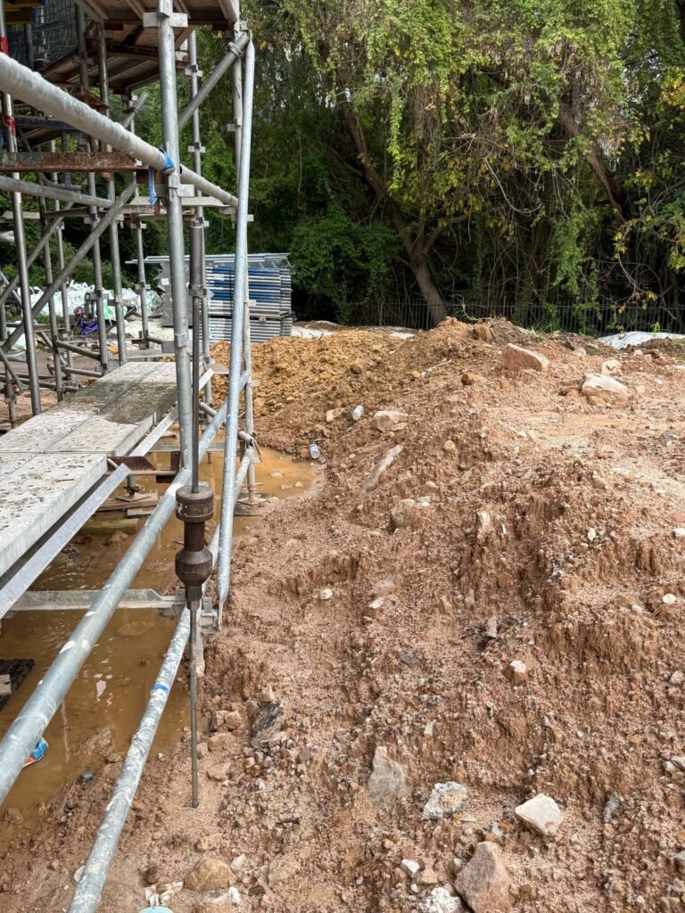 Scaffold foundations assessed on the building perimeter at Castle Hill, NSW