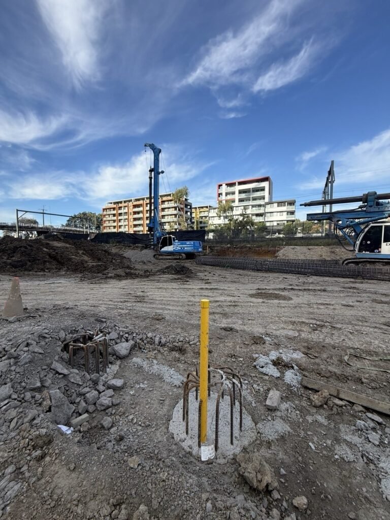 Inclinometer casing installed for ground movement monitoring at Merrylands, NSW