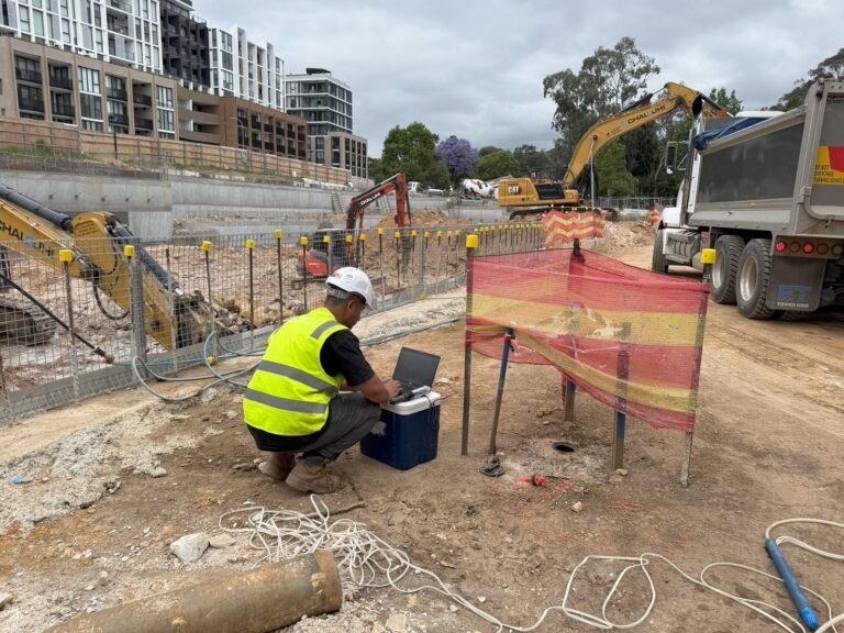 KFM engineer downloading instrumentation data on site, NSW